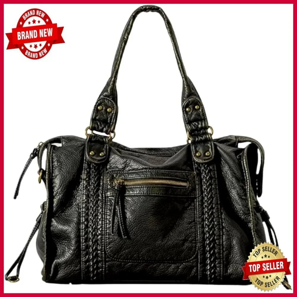 Large Soft Leather Hobo Crossbody Bag with Adjustable Strap Multi-Wear Purse